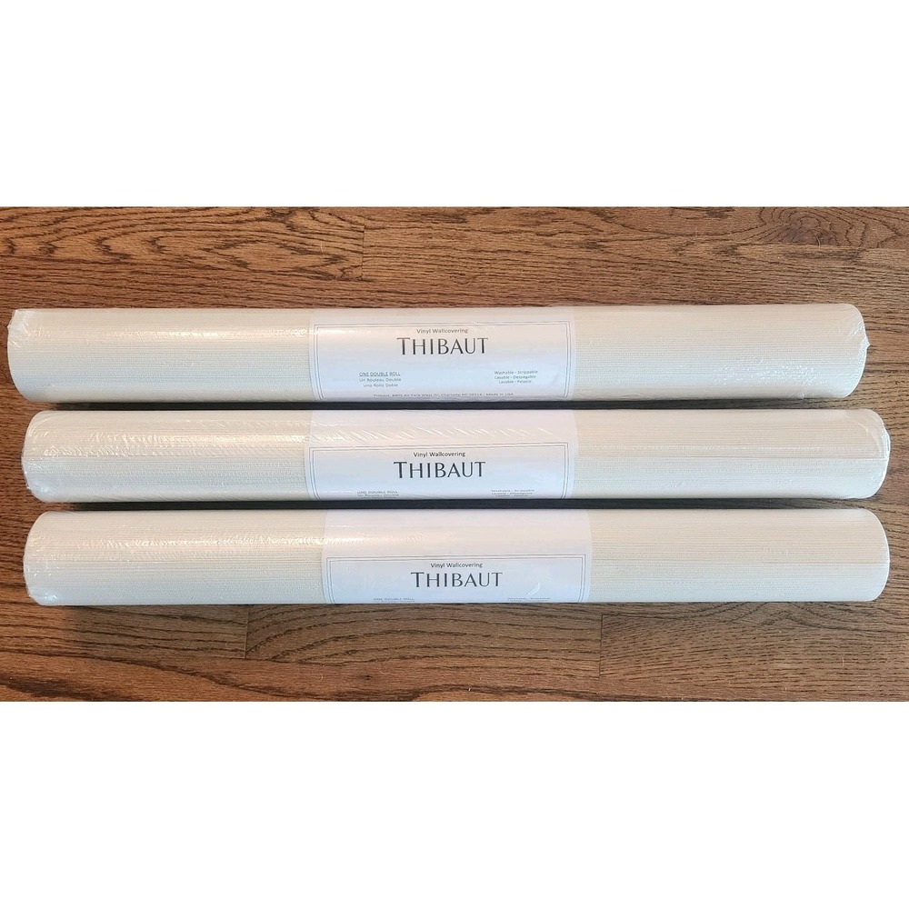 3 Double Rolls Thibaut White TALUK Sisal Grasscloth Wallpaper Vinyl T34041 NEW